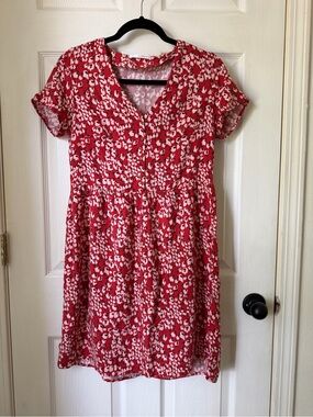 Camaïeu bright orange red Printed V-Neck Dress